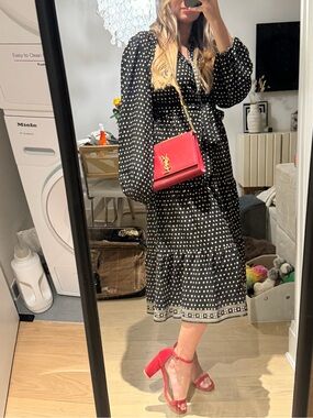 Max Studio Polka Dot Long Sleeve Midi Dress - brand new